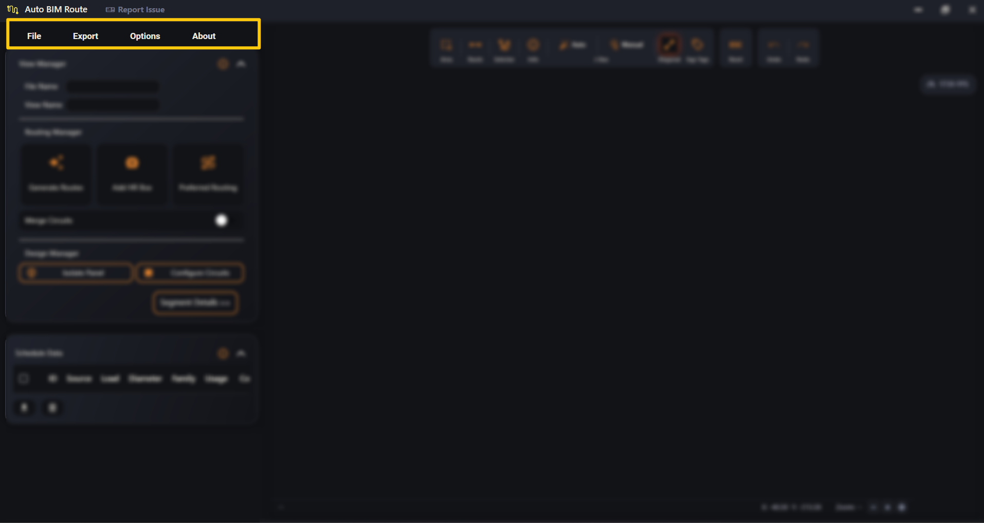 The menu bar, highlighted in the main window