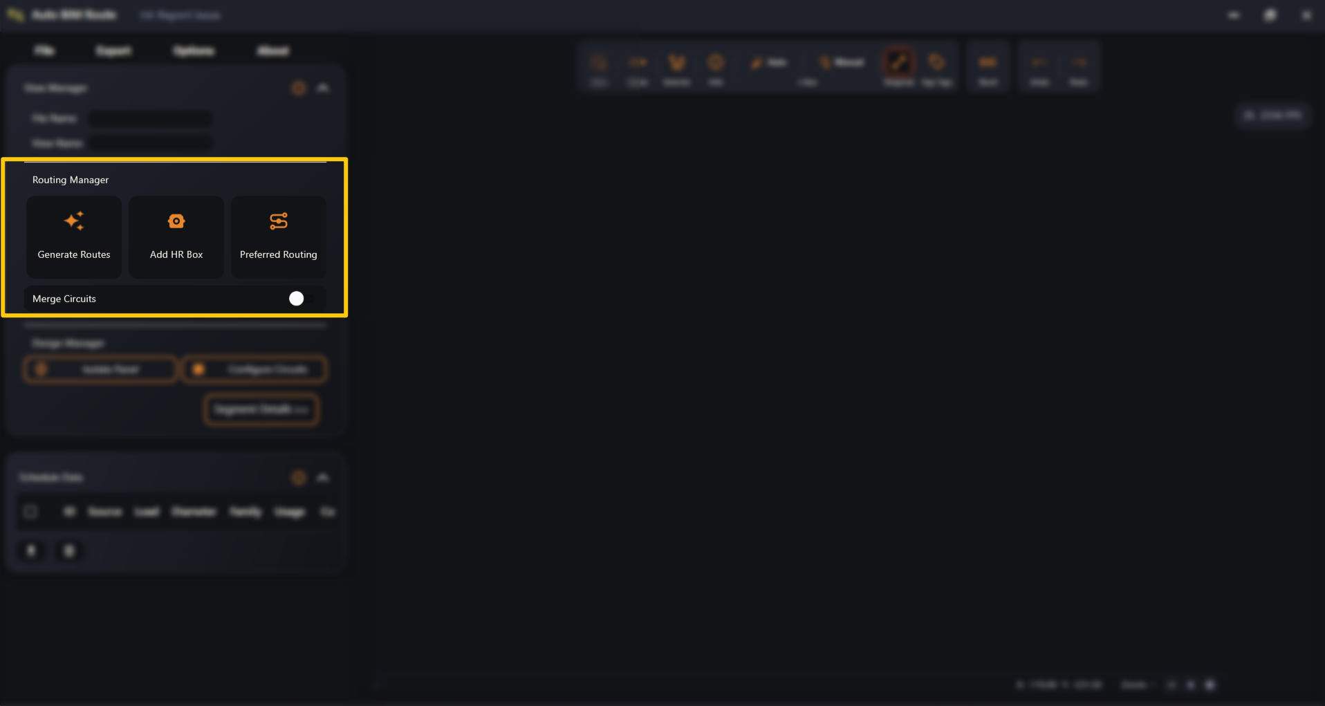 Routing Manager, highlighted in the main window