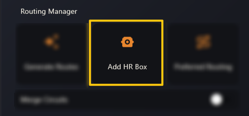 The Add HR Box button highlighted in the Routing Manager panel
