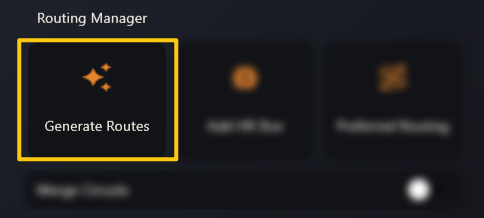 The Generate Routes button highlighted in the Routing Manager panel