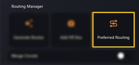 The Preferred Routing button highlighted in the Routing Manager panel