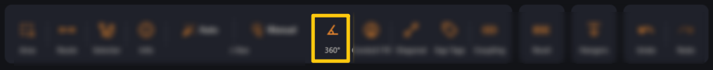 The 360° button highlighted in the viewer toolbar