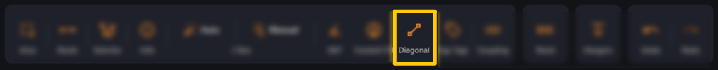 The Diagonal button highlighted in the viewer toolbar