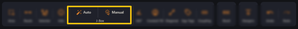 The J-Box Auto and Manual buttons highlighted in the viewer toolbar