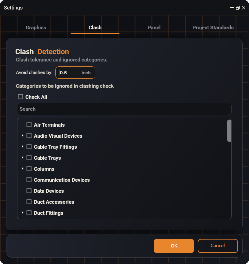 The Clash window in Settings