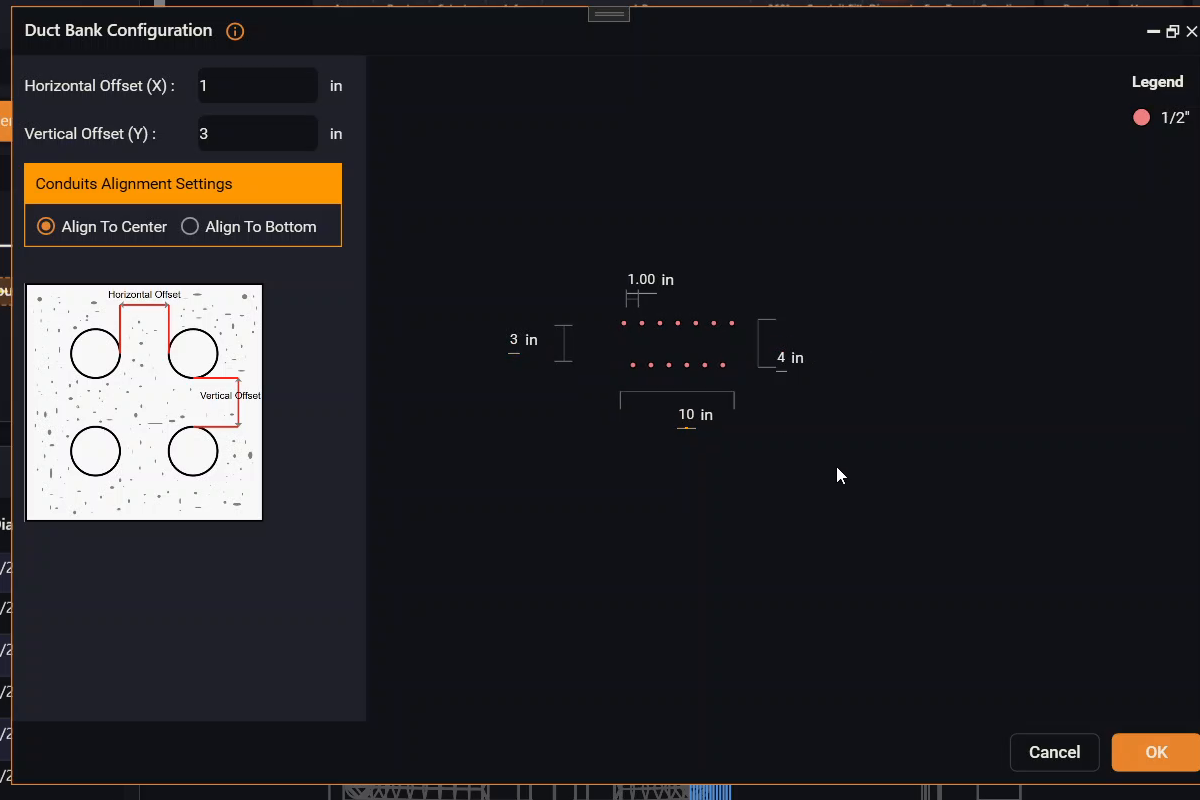 The Duct Bank Configuration window