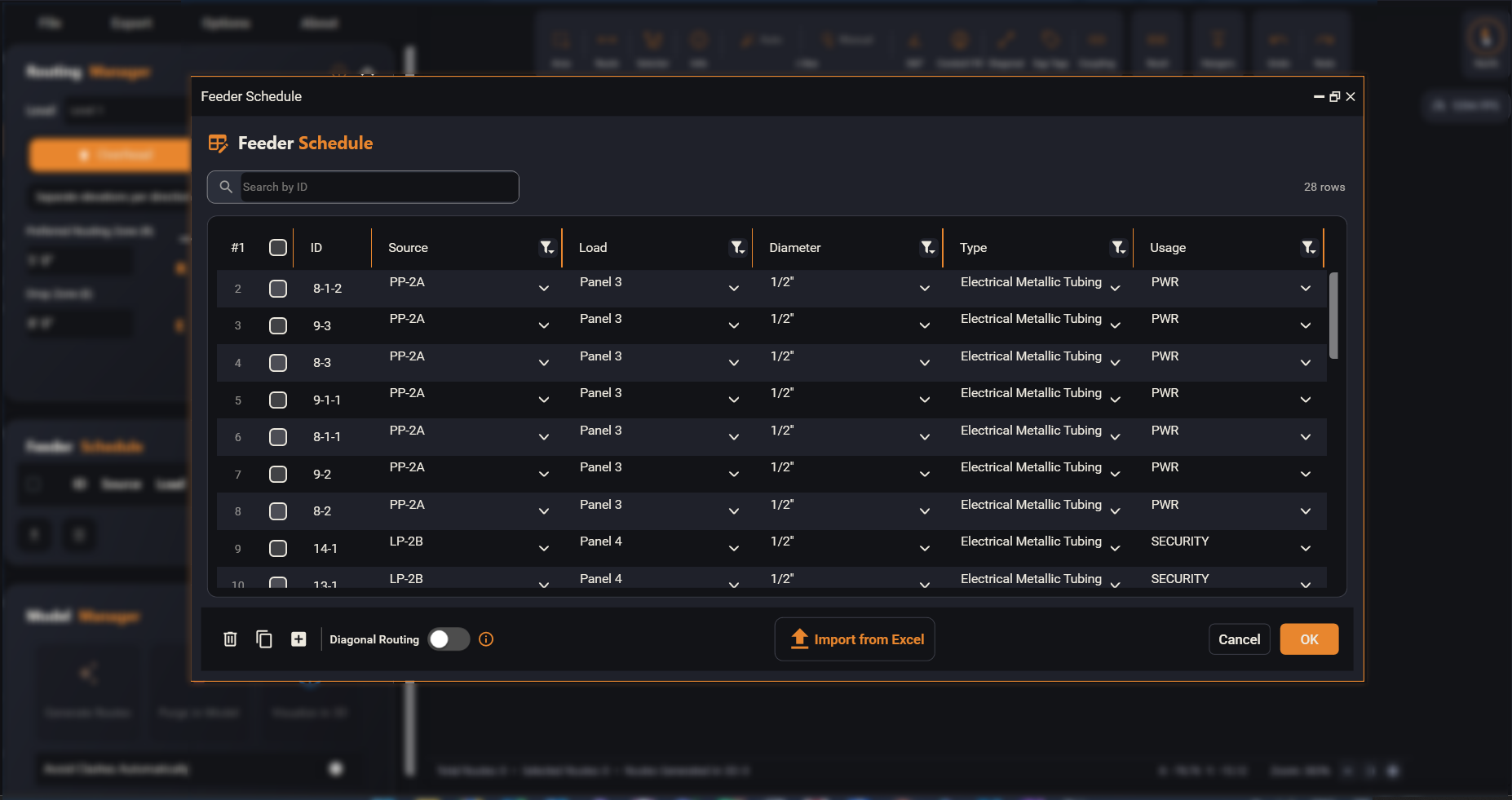 The Feeder Schedule window