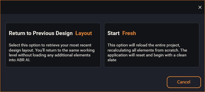The resume-or-restart dialog